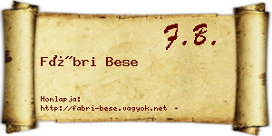 Fábri Bese névjegykártya